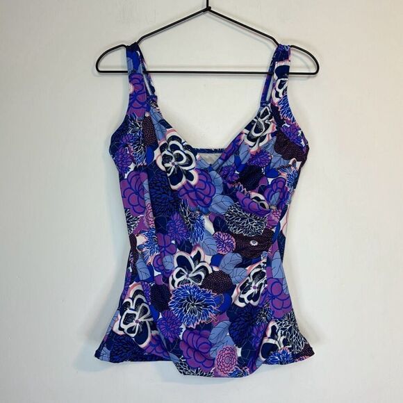 Miraclesuit x Talbots Floral Spring Blossoms Tankini Top 10 - Picture 1 of 6